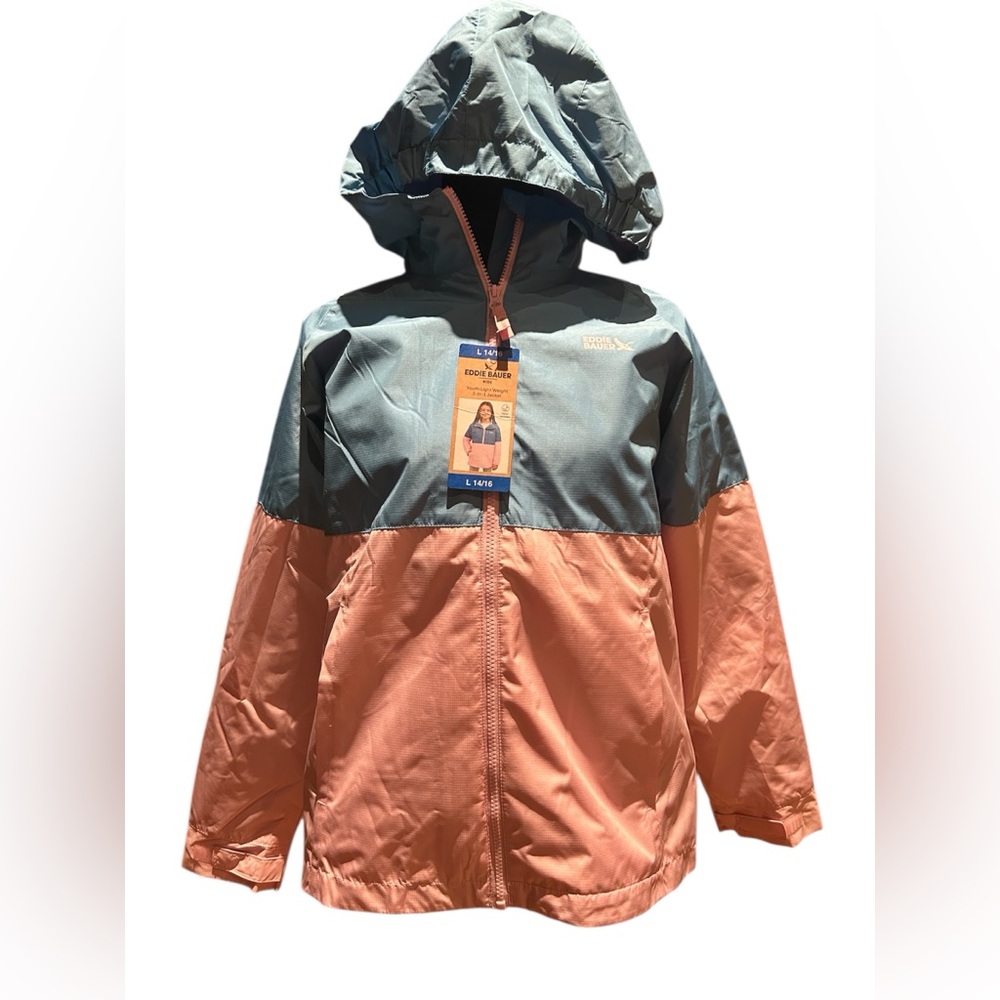 Eddie Bauer Kids Pastel Colorblock 3-in-1 Hooded Jacket Cozycore Youth L 14/16